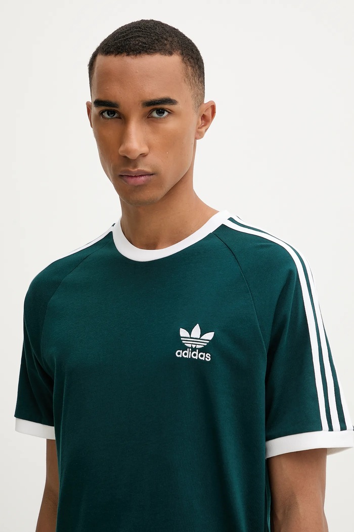 adidas Originals t-shirt bawełniany 3-Stripes zielony JY1374