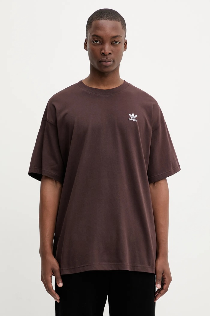 Pamučna majica adidas Originals Essentials pamuk smeđa KT0780