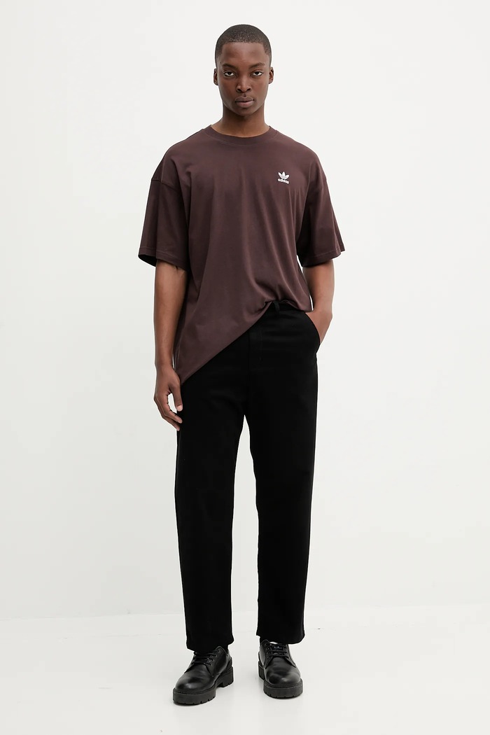 Pamučna majica adidas Originals Essentials KT0780 smeđa AW25