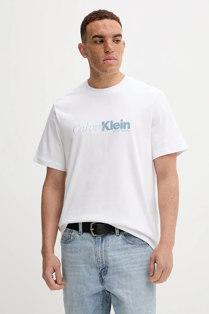 Bavlnené tričko Calvin Klein relaxed biela LV04RD822G