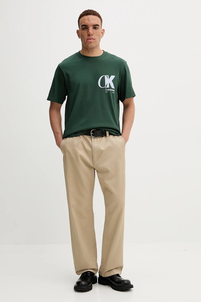 Bavlnené tričko Calvin Klein LV04RD823G zelená AW25