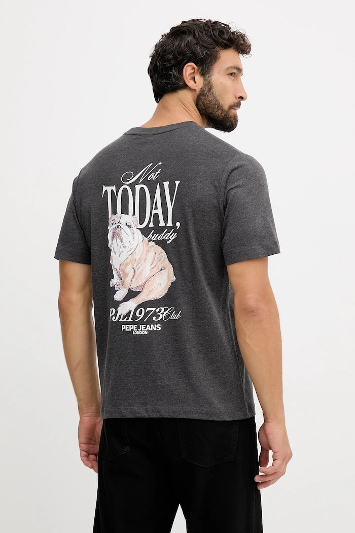 Bavlnené tričko Pepe Jeans potlač sivá PM5010090