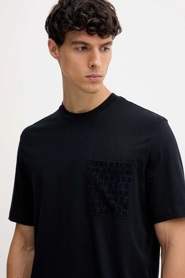 Bombažna kratka majica Armani Exchange mornarsko modra XM001459.AF10362