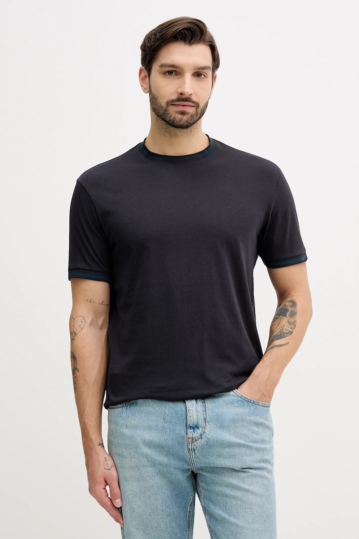 Tričko Armani Exchange jednofarebný tmavomodrá XM001467.AF10356