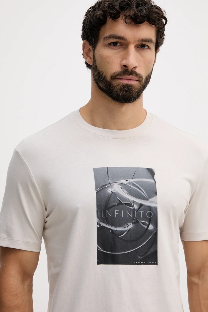 Bombažna kratka majica Armani Exchange bež XM001470.AF10362