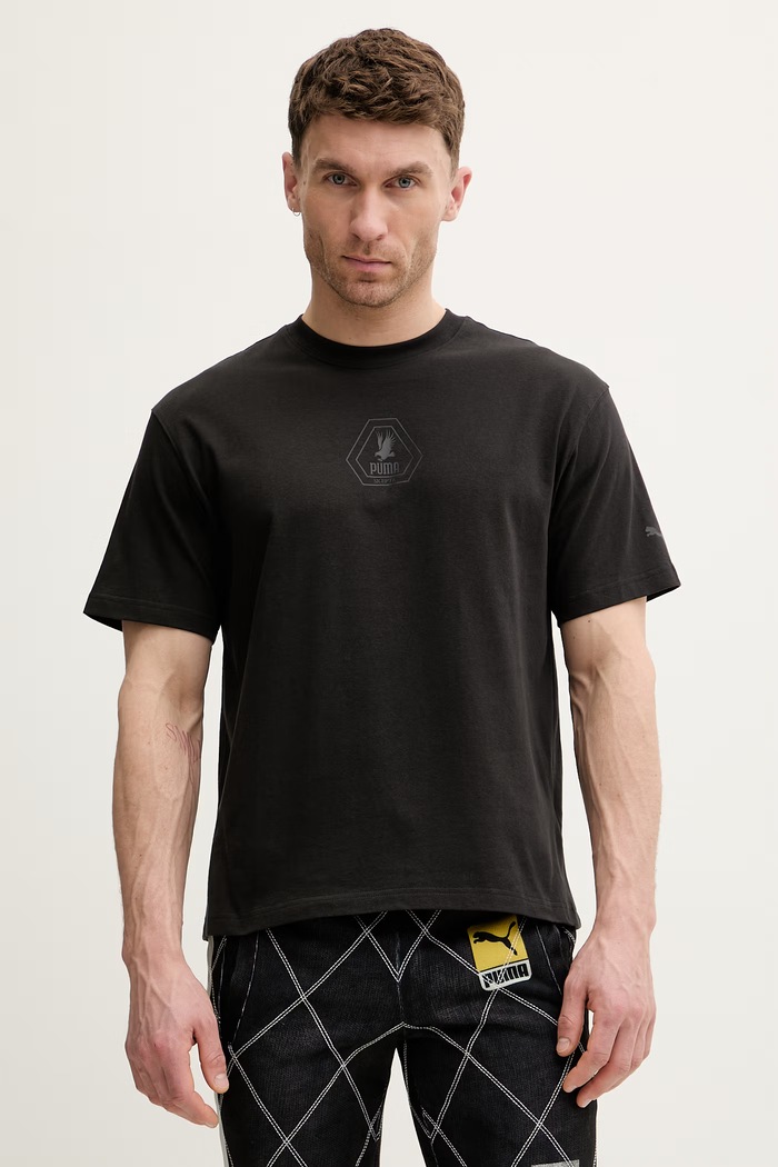 Puma tricou din bumbac PUMA x SKEPTA uni negru 633771