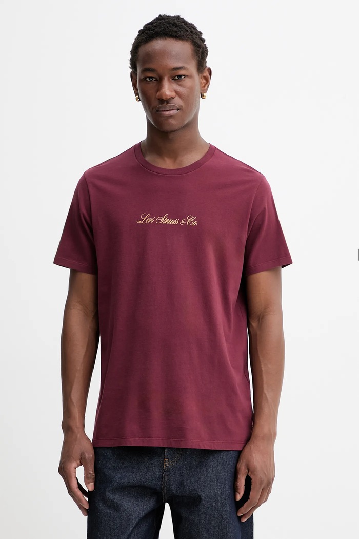 Bavlněné tričko Levi's potisk burgundské 22491.1794
