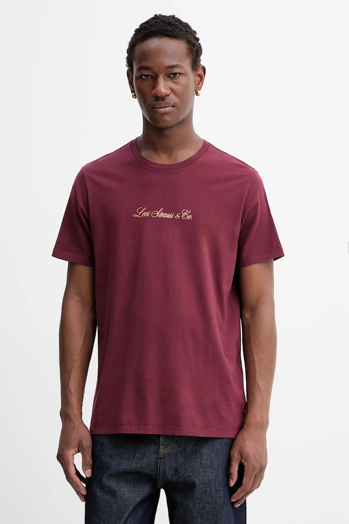 Bavlněné tričko Levi's potisk burgundské 22491.1794