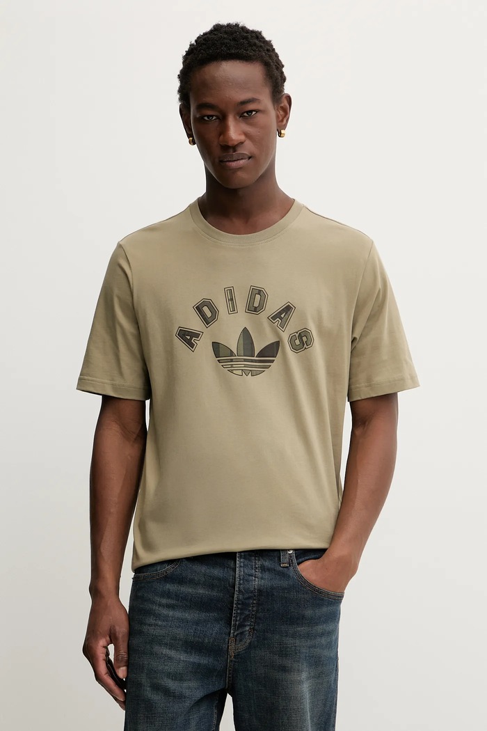 adidas Originals t-shirt bawełniany Trefoil nadruk zielony JV7753