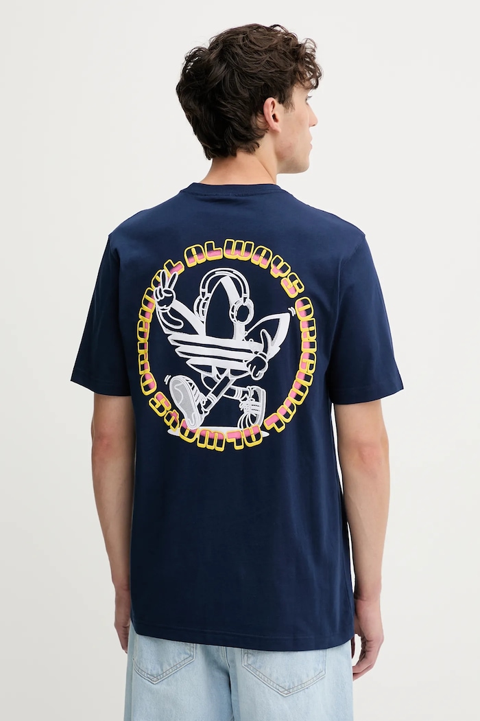 adidas Originals t-shirt bawełniany Trefoil Series Loose Tee nadruk granatowy JW3016