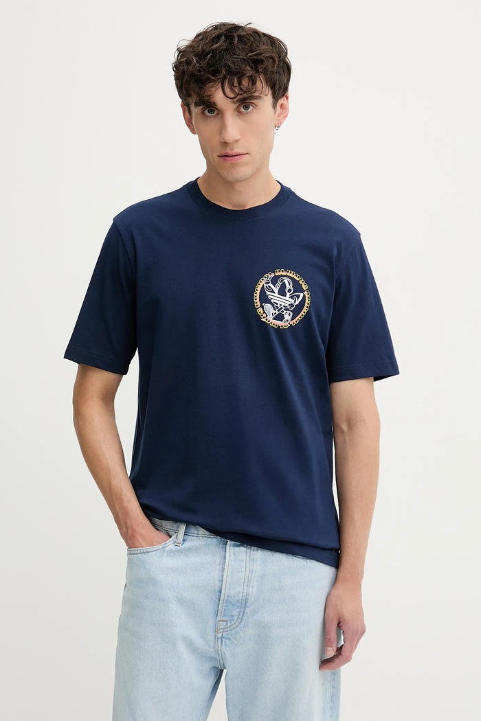 Odzież adidas Originals t-shirt bawełniany Trefoil Series Loose Tee JW3016 granatowy