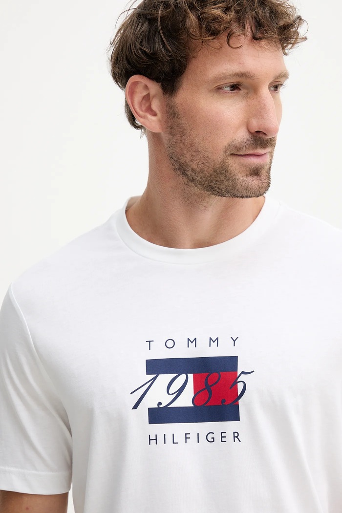 Bavlnené tričko Tommy Hilfiger biela MW0MW41338