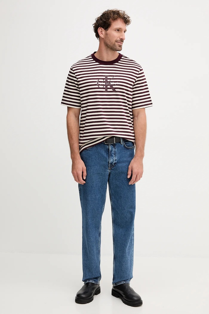 Bavlnené tričko Calvin Klein Jeans LV04RD204G burgundské AW25