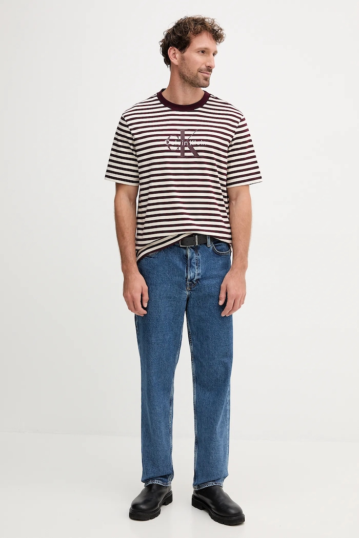 Bavlnené tričko Calvin Klein Jeans LV04RD204G burgundské AW25