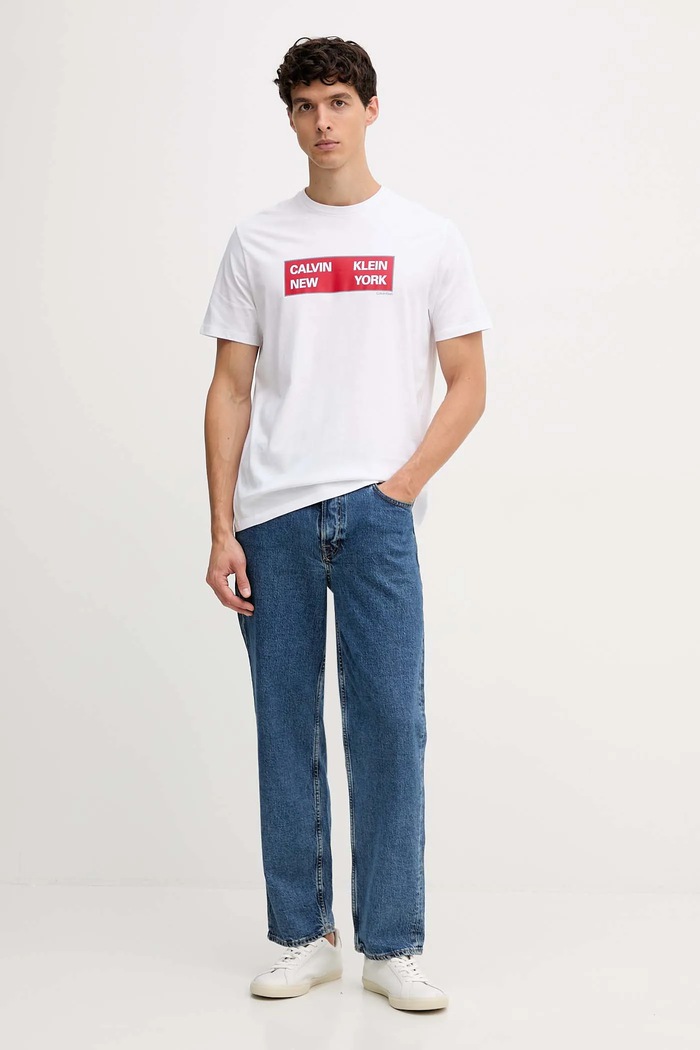 Calvin Klein Jeans t-shirt bawełniany LV04RD816G biały AW25