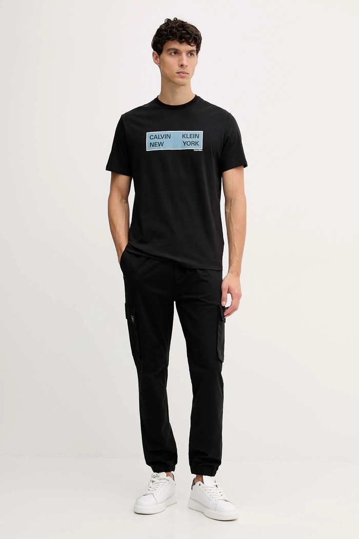 Pamučna majica Calvin Klein Jeans LV04RD816G crna AW25