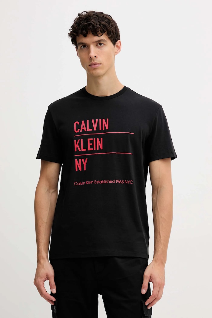 Calvin Klein Jeans tricou din bumbac print negru LV04RD818G
