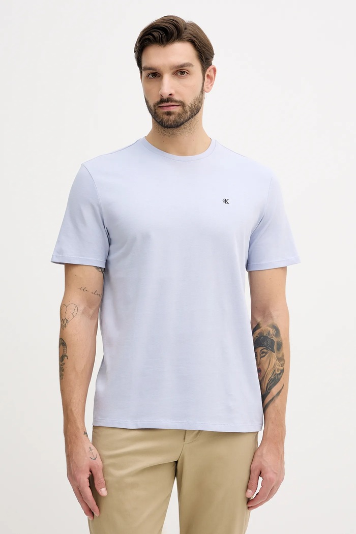 Calvin Klein Jeans tričko pánske bavlnené jednofarebný modrá LV04RD254G
