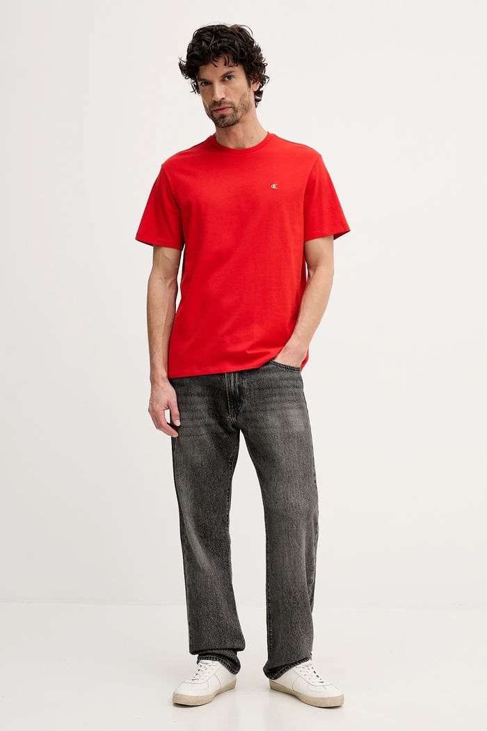 Calvin Klein Jeans tričko pánske bavlnené LV04RD254G červená SS26