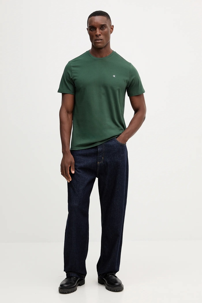 Calvin Klein Jeans tričko pánske bavlnené LV04RD254G zelená SS26