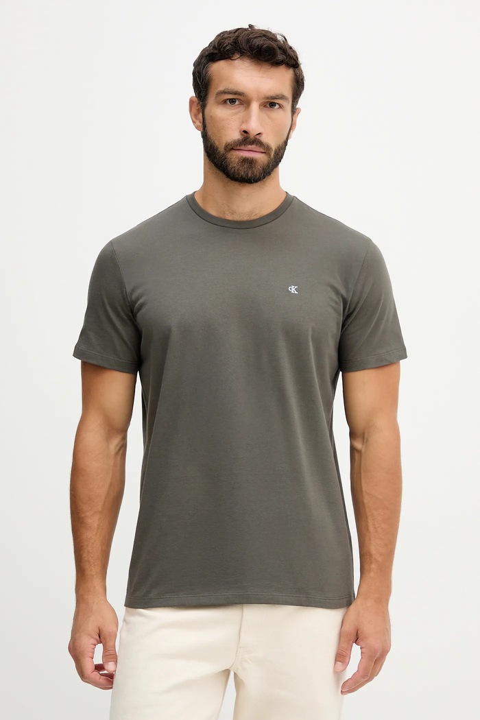 Calvin Klein Jeans tričko pánske bavlnené jednofarebný sivá LV04RD254G