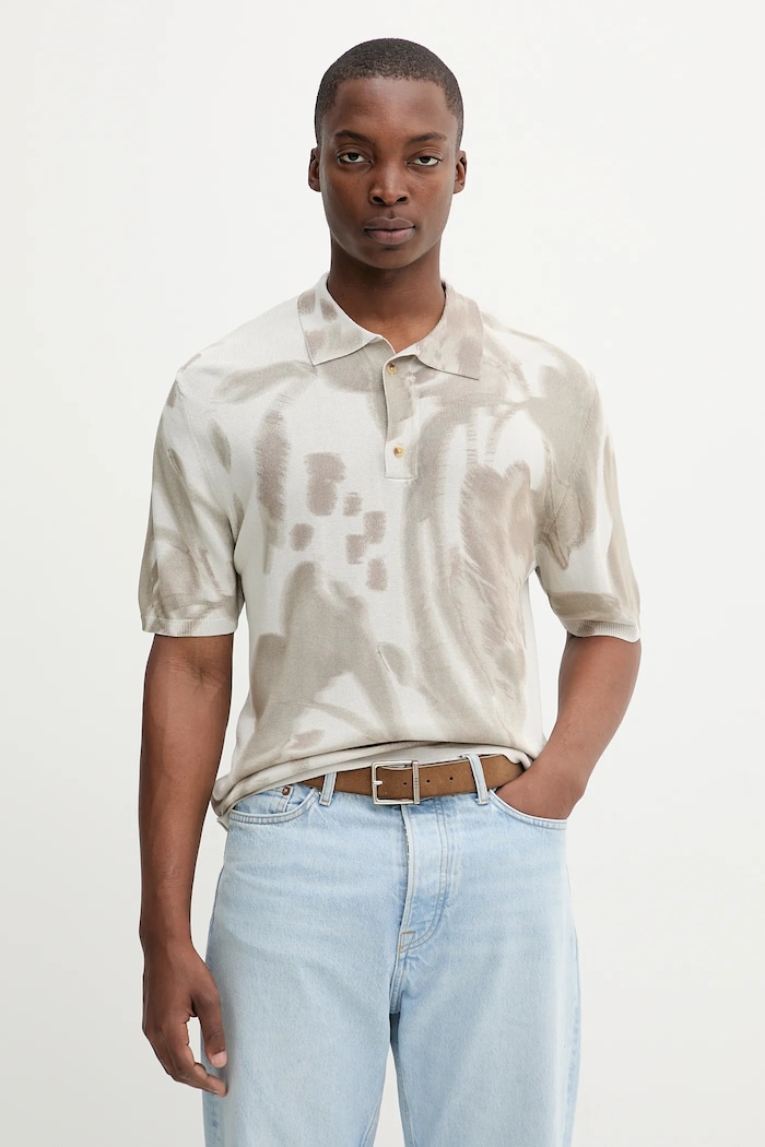 Polo tričko Desigual FLOWER relaxed sivá 25WMTF02