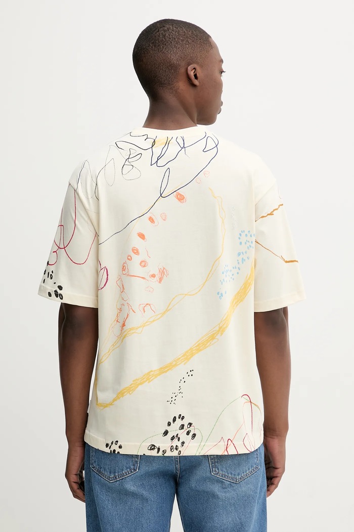 Odzież Desigual T-shirt bawełniany JHON 25WMTK03 beżowy