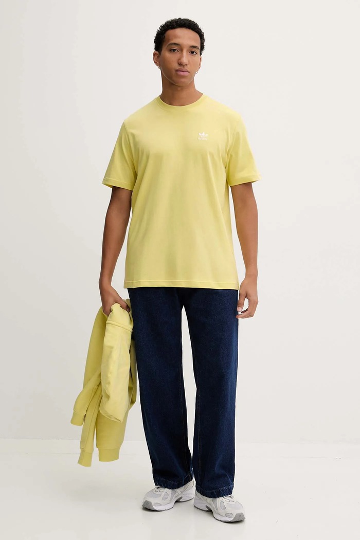 Βαμβακερό μπλουζάκι adidas Originals Essentials HY2076 κίτρινο AW25