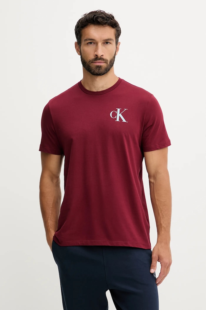 Bavlnené tričko Calvin Klein Jeans jednofarebný burgundské LV04RD865G