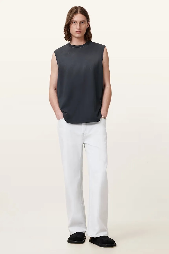 Majica brez rokavov AllSaints JONAH M022JC siva