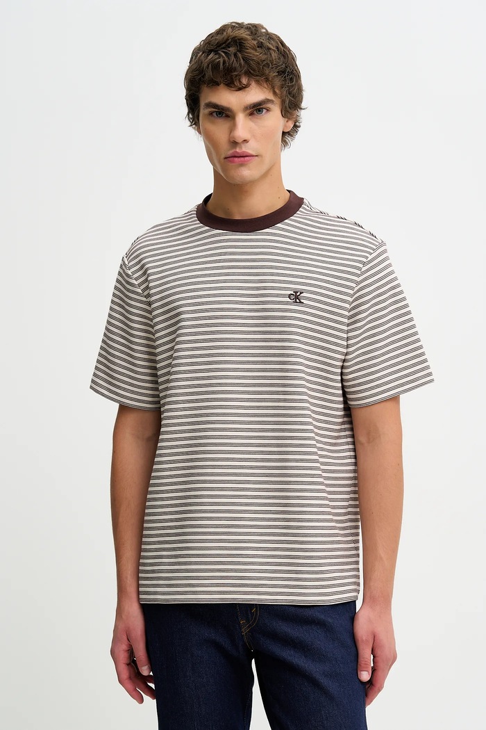 Тениска Calvin Klein свободна кафяв LV04LD204G