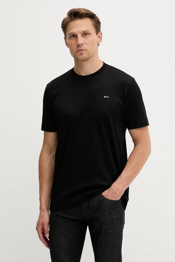 Paul&Shark tricou din bumbac Knitwear uni negru 15311610