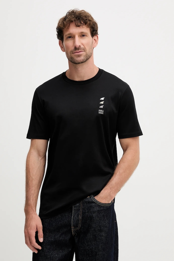Bavlnené tričko Paul&Shark Knitwear potlač čierna 15311628