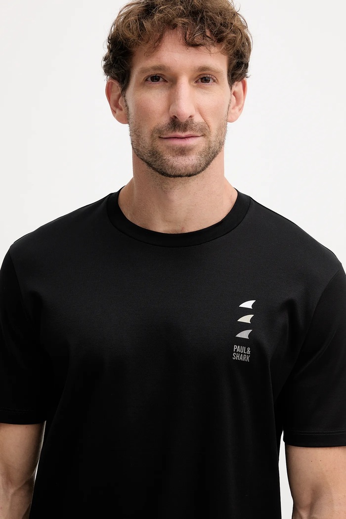 Bavlnené tričko Paul&Shark Knitwear čierna 15311628