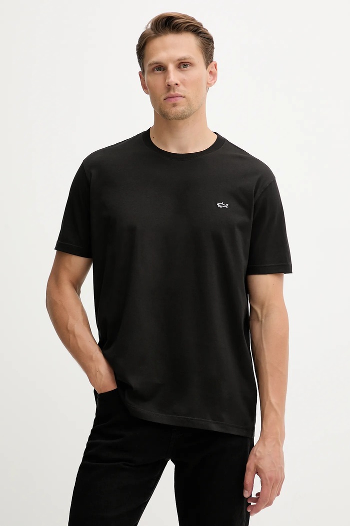 Paul&Shark tricou din bumbac Knitwear uni negru 99311005