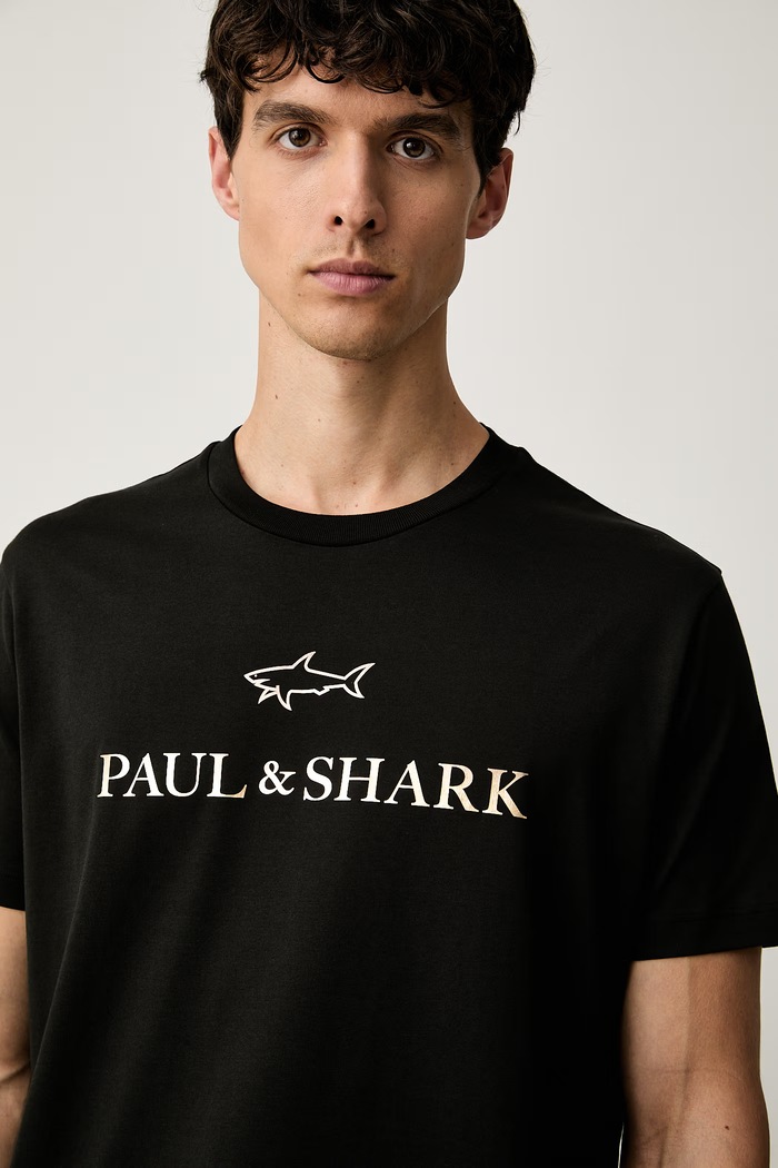 Paul&Shark T-shirt męski bawełniany Knitwear czarny 99311007