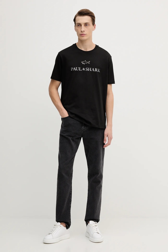 Paul&Shark t-shirt bawełniany Knitwear 99311007 czarny SS26