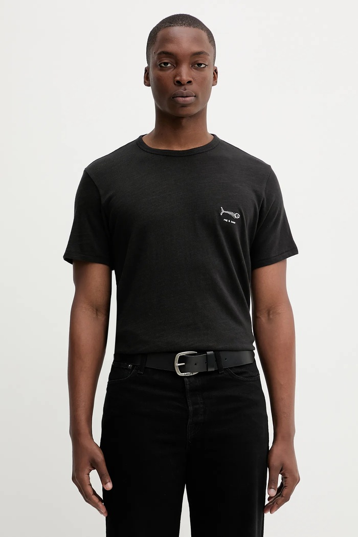 Rag & Bone tricou din bumbac imprimeu negru RF3825FT2GM