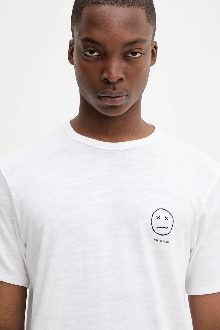 rag & bone tričko pánske bavlnené biela RF4625FT2GM