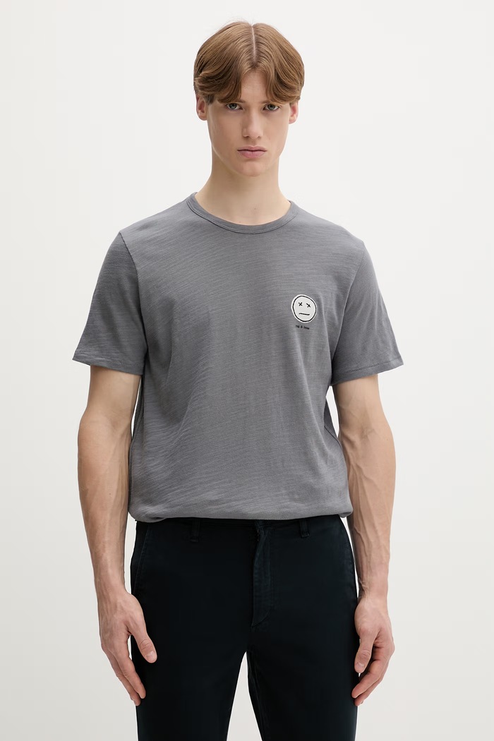 rag & bone tričko pánske bavlnené sivá RF4625FT2GM