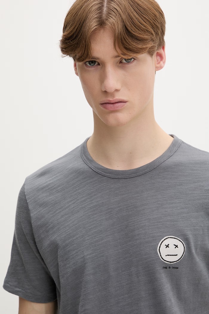 rag & bone tričko pánske bavlnené sivá RF4625FT2GM