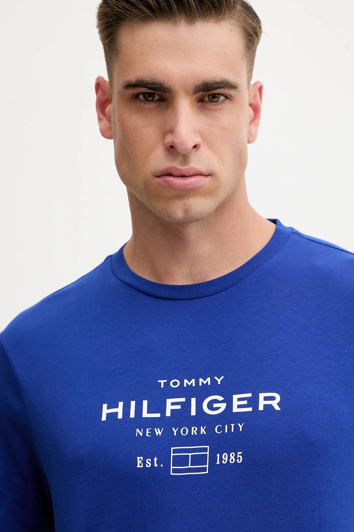 Памучна тениска Tommy Hilfiger син MW0MW40002