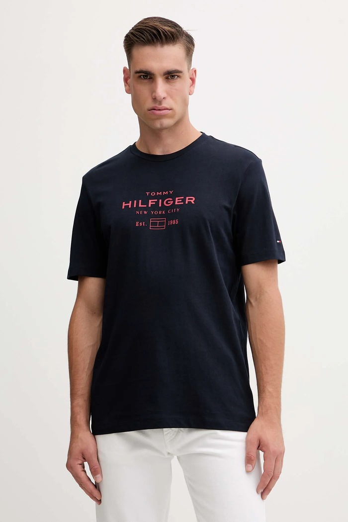 Bavlnené tričko Tommy Hilfiger regular tmavomodrá MW0MW40002
