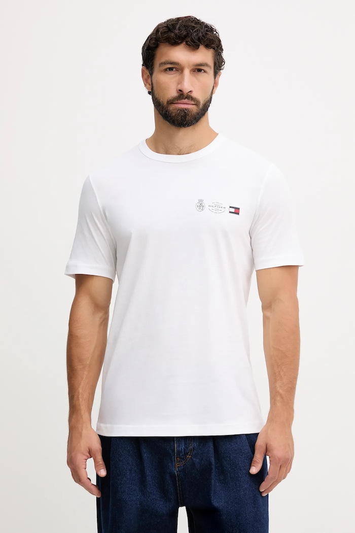 Tommy Hilfiger tricou din bumbac uni alb MW0MW40011