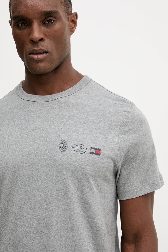 Bavlnené tričko Tommy Hilfiger sivá MW0MW40011