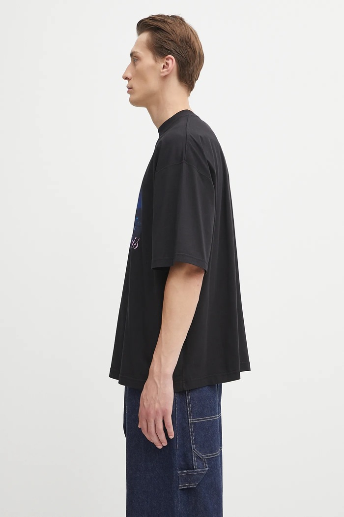 Хлопковая футболка VETEMENTS Night In Paris Oversized UH76TR410B чёрный AW25