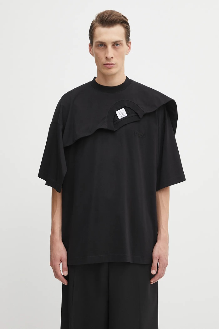 Pamučna majica VETEMENTS Double Layered relaxed crna UH76TR400B