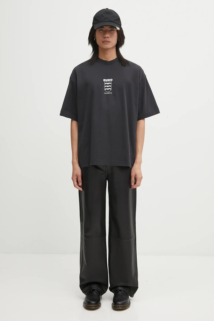 VETEMENTS t-shirt bawełniany Bats Logo Regular UH76TR650B czarny