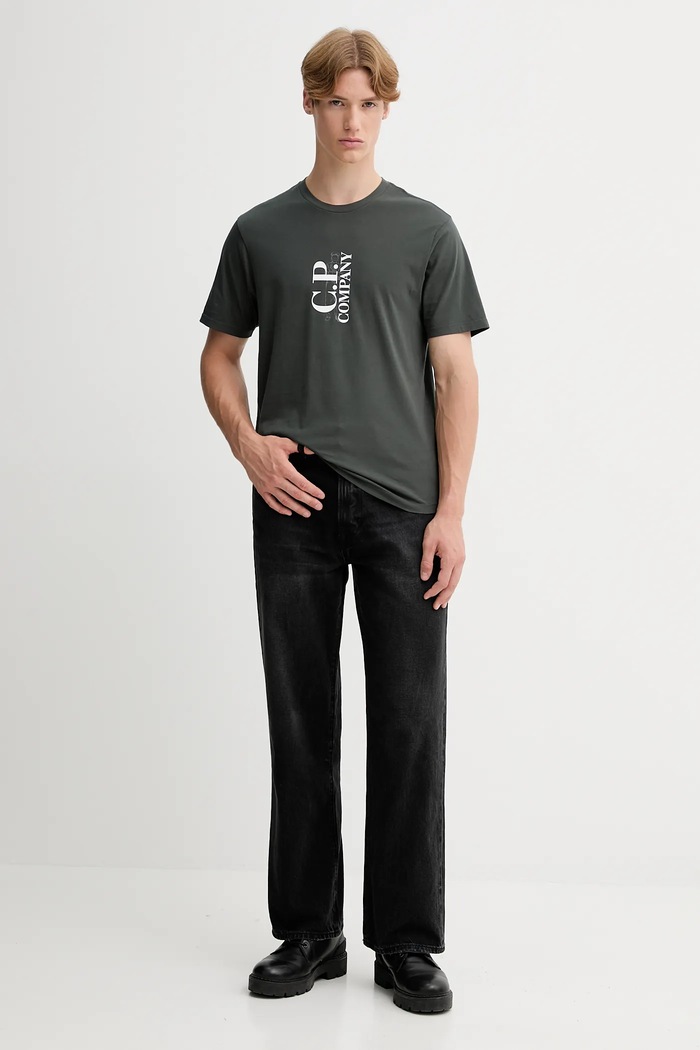 Памучна тениска C.P. Company 19CMTS091A005100W сив AW25