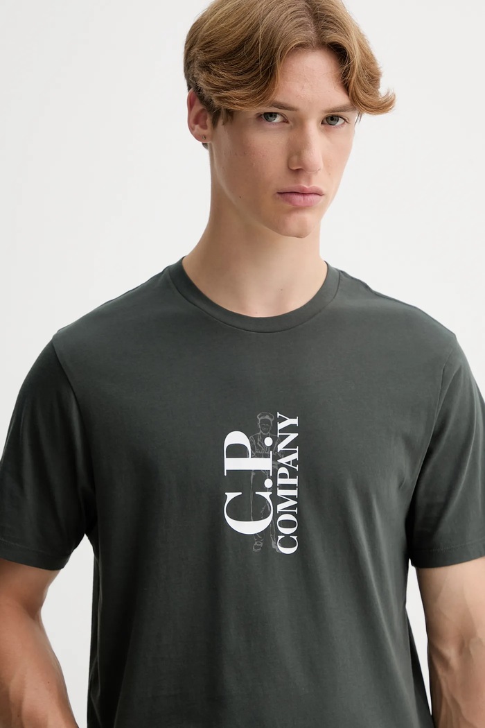 Памучна тениска C.P. Company сив 19CMTS091A005100W
